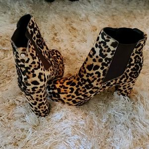 Sam Edelman Real Calf Fur Leopard Print Boots
